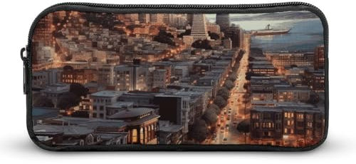 BTCOWZRV Großes Federmäppchen San Francisco, ästhetisches Stifteetui für Damen und Herren, tragbare Kosmetiktasche, multifunktionale Münztasche für Büro, Urlaub, Stil, 22 x 12 x 5 cm, Stifteetui,