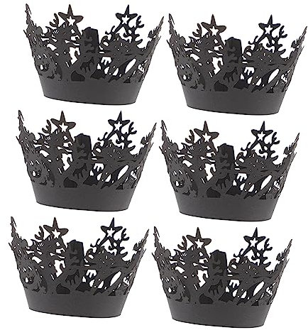 ABOOFAN Halloween-kuchenverpackung mit Hexen-kürbis-design 24 Stück Ausgehöhlte Cupcake-verzierungen Kuchendekorationen für Die Halloween-party
