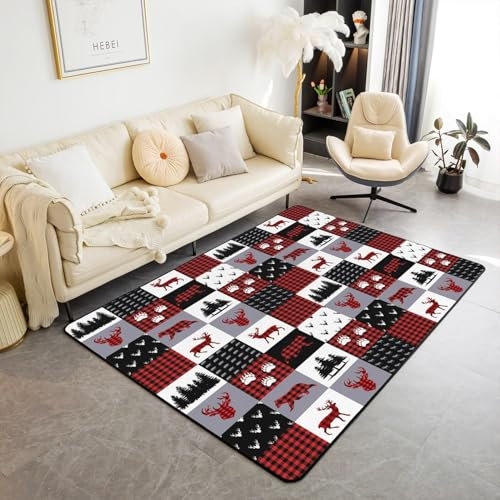 Kinderteppich Tier Hirschbär - Kurzflor Teppich Kinderzimmer Spielteppich Antiallergen Und Extra Weich - Babyzimmer Teppiche Für Junge Und Mädchen Babyteppich 80 X 160 cm -9A8Q0S3U3M