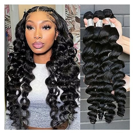 Paquetes de cabello humano Mechones de cabello ondulado peruano sin procesar, mechones de cabello humano de 30 pulgadas, paquete de ondas sueltas, extensiones Remy 1/3/ 4 mechones for mujeres Extensi