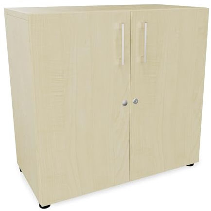 Eigentlich Aktenschrank Holz B80xT40cm, Stabiler Büroschrank in versch. Größen und Farben, Mehrzweckschrank abschließbar, Büromöbel (Ahorn, 2OH - 80x40x78cm)
