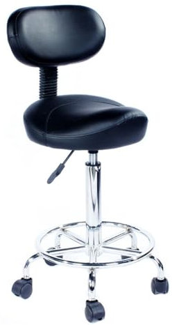 Verstellbarer Sattelhocker mit Rückenlehne, ergonomischer Sattelhocker, drehbar, rollbar, hydraulisch verstellbar, geeignet für den Einsatz in Heimbüros, Schönheitssalons und Make-up-Studios