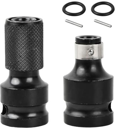 2 Pezzi Adattatore per Bussole, Set di Adattatori Chiavi a Bussola Esagonale Avvitatore Impulsi, Adaptador para llaves de Vaso de Impacto de 1/2 a 1/4 per Cricchetto Trapano, Con perno+anello (C)