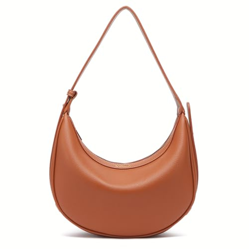 Botimmy Borse a tracolla per le donne in pelle a mezzaluna mini pochette con tracolla regolabile chiusura a cerniera, marrone chiaro, Medium