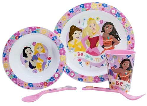 SET MICRO 5 PCS (PLATO, CUENCO, VASO Y CUBIERTOS) EN CAJA PRINCESS BEYOU TIFUL