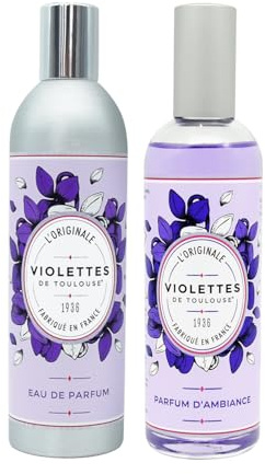 BERDOUES - Lot Violettes de Toulouse - Parfum Ambiance maison 100ml + Eau de parfum femme 100ml, Coffret cadeau femme, Made in France