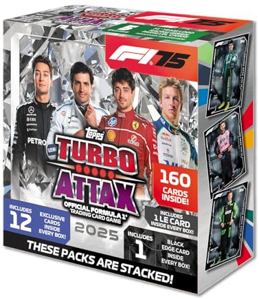 Topps Turbo Attax Formula 1 2025 - Monster Box - 160 Turbo Attax Cards per Box with 12 Exclusive Cards, One Black Edge and a Guaranteed LE Card - Only Available Online!
