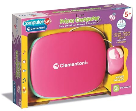 Clementoni Sapientino - Il Mio Primo Computer Pink, Gioco Educativo Interattivo Bambini dai 5 Anni, 35 Attività, Impara Lettere, Numeri, Logica, Musica, con Mouse e Schermo LCD, Lingua Italiana, 16657