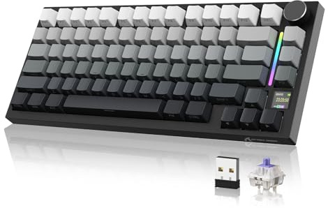 YINDIAO ATTACK SHARK X820 Ultra Teclado Mecánico Gasket con Pantalla TFT y Perilla, Diseño ANSI 75%, 2,4 GHz/BT/Cableado, 5 Espumas Insonorizantes, Hot Swap,para PC,MAC (Moonlight, Interruptor Regalo)