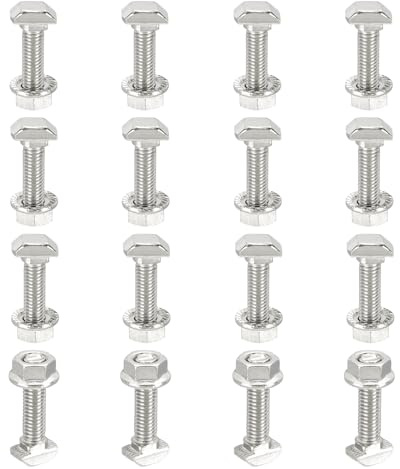 PATIKIL 16 Juegos Tornillos De Ranura En T M5x20 Mm Plateado