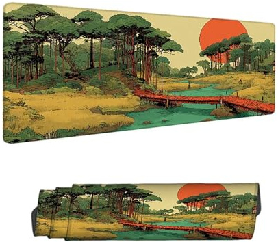 Mousepad Grün Mauspad XXL 1500 x 800 mm Verlängertes Schreibtischauflage mit Rutschfester Gummibasis, mit Nähten an den Rändern Wassxerdicht Anti-Rutsch Gaming Mauspad Baum, Desk Deko Zubehör H-7306