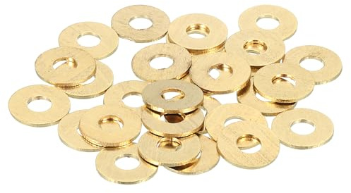 QUARKZMAN 28 Pz Rondelle Piatte Ottone M5, Kit Di Rondelle Schiacciate In Rame Per Bulloni Viti Riparazioni Meccaniche e Outdoor, 5mm×14mm×1mm(ID×OD×Spessore)