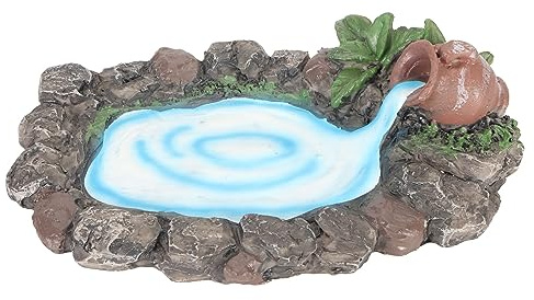 OVAQUIXI Fuente Decorativa de Jardín Hada Miniatura Estanque de Roca Hecho a Mano 65 X 43 X 17 mm para Interiores y Exteriores