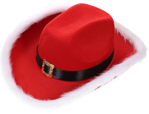 SEWACC Weihnachtsmütze aus Filz und Plüsch mit LED Beleuchtung Unisex Festhut für Erwachsene Dekorative Winterkopfbedeckung für Weihnachtsfeier