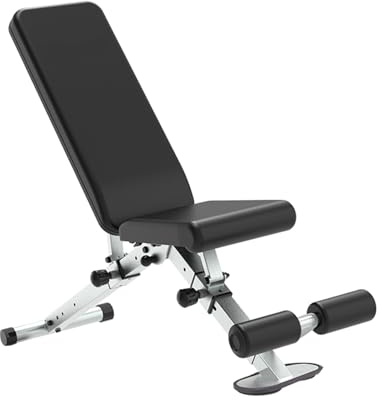 Multifunktionell hopfällbar bänkpress, lutande hemmaträningsstol med dubbla funktioner, justerbara positioner med vred, viktkapacitet 200 kg(Silver)