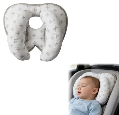 FHRYNA Almohada cervical para bebé, almohada para apoyar la cabeza para recién nacidos, almohada cervical 2 en 1, almohada de viaje para apoyar la cabeza en cochecitos (gris)