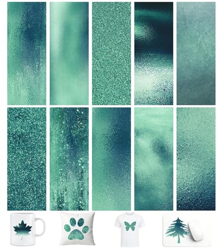TriUnytion Infusible Transfer Ink Sheets, 10 Stück/Set Vorgefärbtes Sublimationspapier 11,5 x 30,5 cm Unschmelzbare Tintenblätter Transferpapier für T-Shirt, Tasse, Untersetzer (Grün)