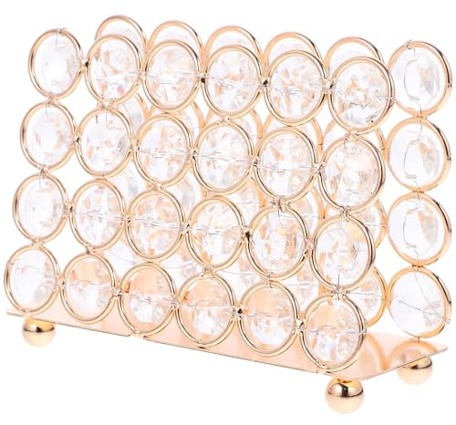 NULYLU Soporte para Servilletas de Papel Cuadrado Vintage, Porta Pañuelos de Cocina Dorado, Servilletero Moderno de Cristal y Hierro, Accesorio Decorativo para Mesa y Hogar