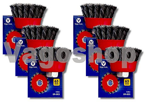 24x spazzola a tazza in fil di ferro, 65 mm, per smerigliatrice angolare