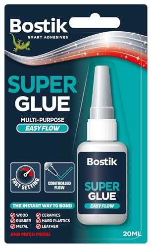 Bostik Super Glue Easy Flow Liquid 20ml – Ultra Strong, Fast-Setting Cyanoacrylate Adhesive for Wood, Metal, Plastic & More – Clear