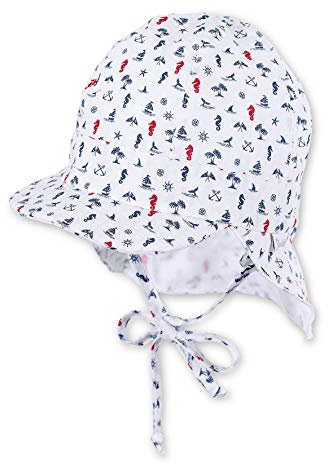 Sterntaler Baby-Jungen Schirmmütze Bindebändern, Nackenschutz und maritimen Motiven Mütze, Weiß (Weiss 500), (Herstellergröße: 41)