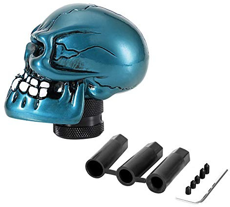Fydun Schaltknauf, Skeleton Skull Head Auto Geändert Schalthebel Stick Hebel Shifter Universal Gear Shift Knob Decor(Blau)