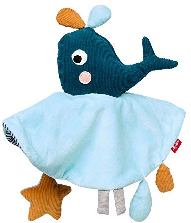 Sigikid Mädchen und Jungen, Schnuffeltuch Wal Urban, Babyspielzeug, empfohlen ab 0 Monaten, blau, 42526