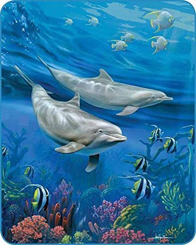 YISUMEI Bedruckte Kuscheldecke Blau Ozean Delfin Decke Flauschig Weich Fleecedecke 150x200 cm