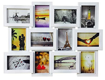 F-HOME Bilderrahmen, Bilderrahmen for 12 Fotos Individuelle Fotocollage Kreative Fotowanddekoration Weiß-10×15cm