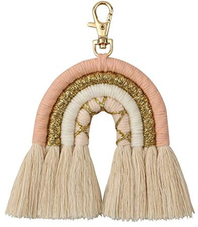 zrshygs Regenbogen Schlüsselanhänger Frauen Boho Schlüsselhalter Schlüsselring Makramee Tasche Charme Auto hängen