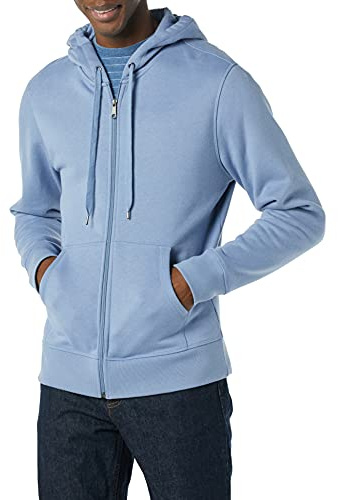 Amazon Essentials Herren Fleece-Kapuzenpulli mit durchgehendem Reißverschluss (erhältlich in den Größen Big & Tall), Schieferblau, L
