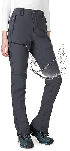 Wespornow Damen Wanderhose Wasserdicht Thermohose Gefüttert Outdoorhose Softshellhose Skihose Warm Ski Pants Women Schneehose Kletterhose Jagdhose Trekkinghose Winter Regenhose（Grau,XL）
