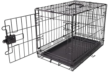 Amazon Basics Gabbia per cani in metallo, Pieghevole,Rimovibile, con vassoio di base e sportello singolo, Nero, 76.2 x 48.3 x 53.3 cm