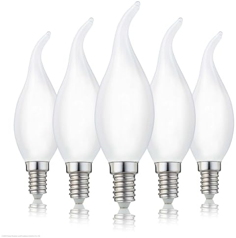 hellum LED Glühlampe, 5er Kerzen-Windstoß Glühbirne E14 LED warmweiß, 250 Lumen Windstoßkerze E14 Led Leuchtmittel 2,2W LED Glühbirne entspricht 25-Watt Kerzenbirnen, 2700 Kelvin Warmweiß matt