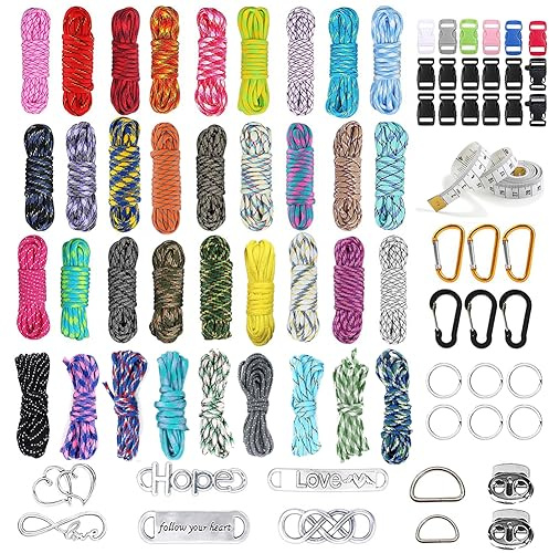 Eubswa paracord-set med 36 färger, armbandsset, Paracord 550, nylonrep för hundhalsband/hundkoppel, gör det själv