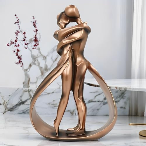 CINY Kunstharz Statuen für liebevolle Paare, Paar Umarmungs Kuss Figuren, Paar Skulptur Harz Home Desktop Ornament, Hochzeitstag-Skulpturen für Frauen und Männer