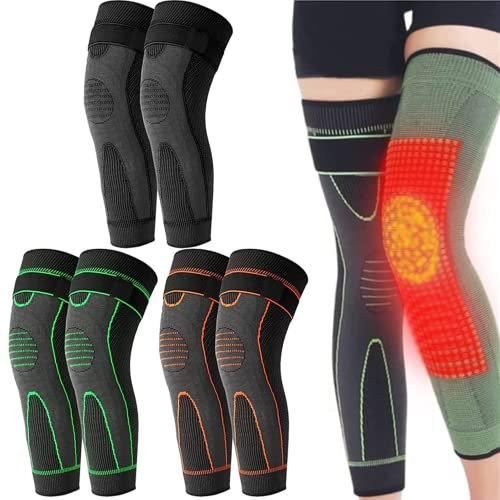 Kneeca Tourmaline Acupressure Self-Heating Shaping Knee Sleeve,3D High Elastic Knee Brace Support Compression Sleeve Wormwood Self-Heating Knee Pads (L, 3 Colors)