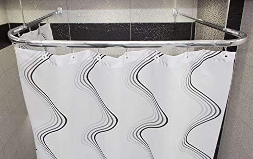 probath DUSCHVORHANGSCHIENE BARRIEREFREI WEISS SCHWARZ SILBER GLÄNZEND DUSCHVORHANGSTANGE - INKL. GLEITER - INKL. DECKENHALTERUNGEN - 3 FARBEN ZUR AUSWAHL (Silber Glänzend)