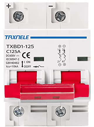 Disjoncteur miniature DC MCB 2P 80A 100A 125A 600V Mini disjoncteur solaire à montage sur rail DIN Isolateur de protection contre les courts-circuits pour système solaire PV (100A)