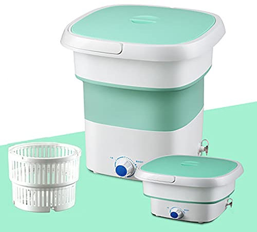 MKYOKO Mini-Lavatrice Portatile con Centrifuga, Lavatrice da Campeggio, Lavatrice Pieghevole, per Appartamento, Lavanderia, Campeggio Viaggi-La Scelta Migliore (Color : Green)