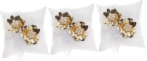 ABOOFAN 3stücke Blütenringkissen Perlen Und Strass Für Hochzeiten Eleganter Ringhalter Für Zeremonien Romantische Hochzeitsaccessoires