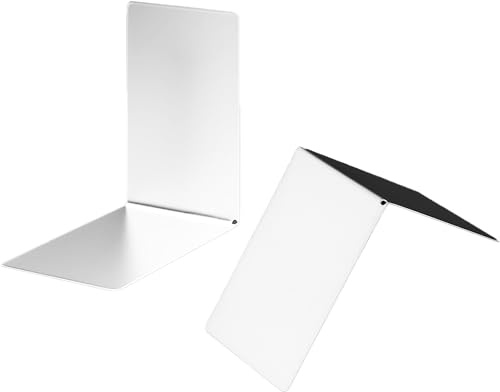 Papiertiger Metall-Buchstützen 85x140x140mm Weiß, 2 Paar | Für Bücher, Zeitschriften, Ordner und Ringbücher