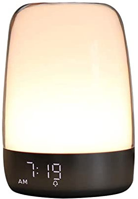 Herklotzn Réveil à l'aube lumière, alarme et répétition, lumière de 5 couleurs, changement de couleur automatique, minuteur de lumière