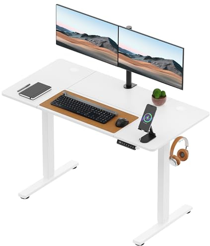 VonHaus Electric Standing Desk, White, 120x60cm