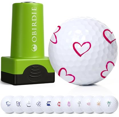 Obirdie Sello de Pelota de Golf autoentintable, Elegante y Divertido, de Secado rápido, Impermeable, Accesorios de Golf Reutilizables para Mujeres, Regalos para golfistas, Gadgets de Golf (corazón)