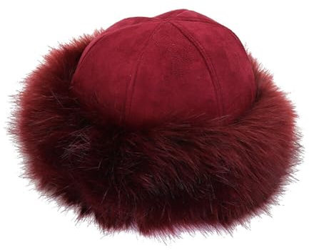 Damen Fellmütze Pelzmütze Cossack Russische Mütze,Winter Kunstpelz Mütze Winter Warme Kunstfell Wintermütze mit Fleecefutter Damenmütze Kunst Fuchs Pelz Kunstpelzmütze für Reisen, Skifahren, Wandern