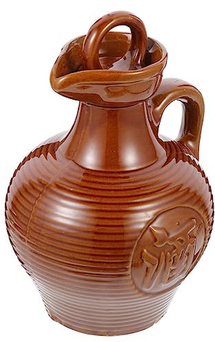 MAGICLULU Pichet à Vin En Céramique 500 Ml Pot De Service à Vin Bouilloire En Terre Cuite Traditionnelle Usage Domestique Et Restauration Portable 1 Litre