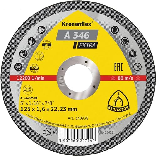 Klingspor A 346 EX Trennscheiben, 125 x 1,6 x 22,23 mm gerade | Anzahl wählbar 50 Stück