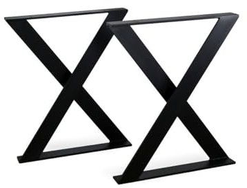 modernLOFTart Tischbeine Schwarz - Metall X-Form - 2X Tischgestell Flachstahl 80x10 mm - DIY Tischkufen für Wohnzimmertisch, Esstisch - Breite 70 cm, Höhe 72 cm