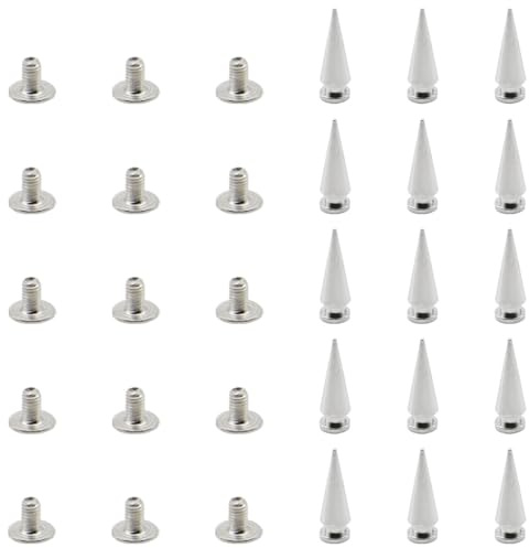 Hocansen 100 Set Spikes Studs for Clothing 7x20mm Punk Rivets Metal Spikes and Studs Cool Double Cap Rivet for DIY Clothes,Leather (7x20mm/PK)